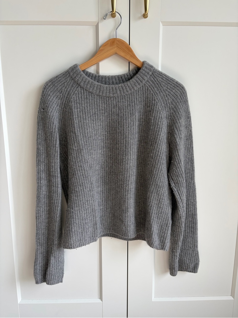 Quince Gray Ribbed Crewneck Sweater